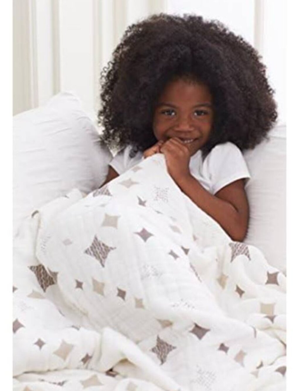 NEW Aden & Anais Cotton Muslin Dream Blanket Shine On Funny Diamond Beige Gray
